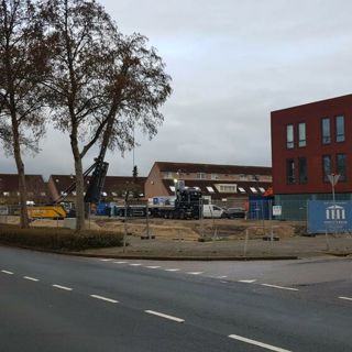 Graafmachine op een bouwplaats