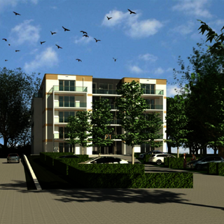 Art impressie van een woongebouw