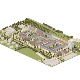 Art impressie van een bovenaanzicht van een wijk