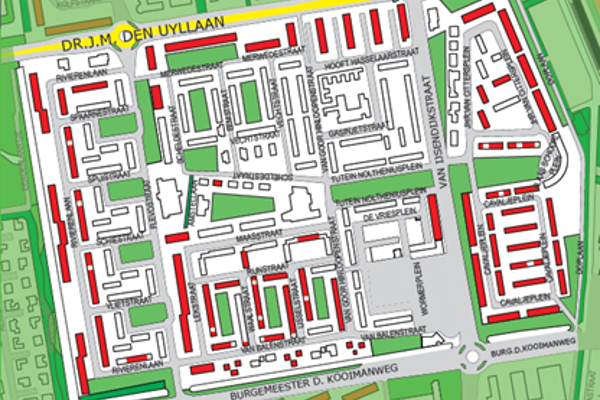 Plattegrond van de woningen in Overwhere Zuid