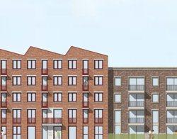 Art impressie van woongebouw Pelmolenpad