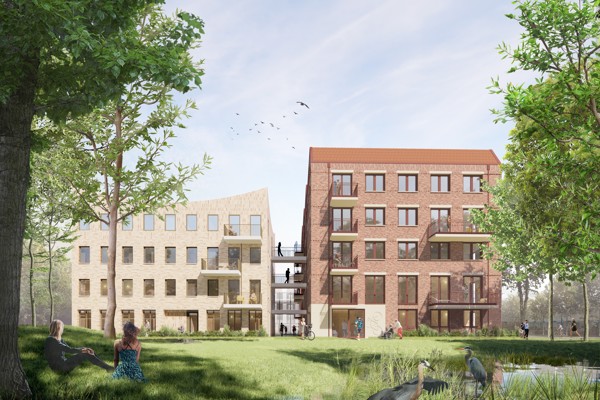 Art impressie van woongebouw Pelmolenpad