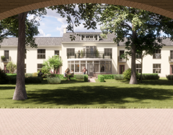 Doorkijkje naar gemeenschappelijke binnentuin Truydemanhof Hoorn